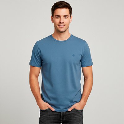 Camiseta Dudalina Basic Essentials Ou26 Azul Masculino