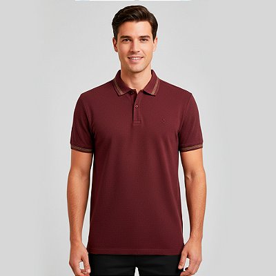 Camisa Polo Dudalina Texture Ou26 Bordô Masculino