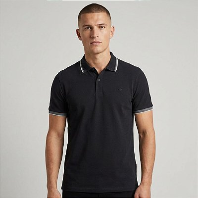 Camisa Polo Dudalina Frisos Binados Ou26 Marinho Masculino