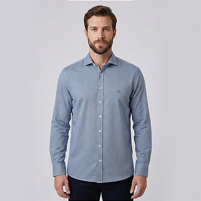 Camisa Dudalina Slim Oxford Lisa Ou26 Azul Masculino