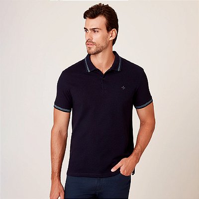 Camisa Polo Dudalina Favo Textura Ou26 Marinho Masculino