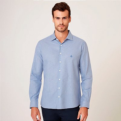 Camisa Dudalina Slim Listrada Ou26 Azul Masculino