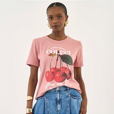 Camiseta Colcci Flavor Ou26 Rosa Feminino