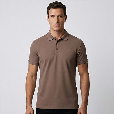 Camisa Polo Dudalina Essential Basic Ou26 Marrom Masculino