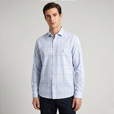 Camisa Dudalina Slim Oxford Maxxad Ou26 Azul Masculino