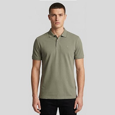 Camisa Polo Dudalina Gola Favo Frisos Ou26 Verde Masculino