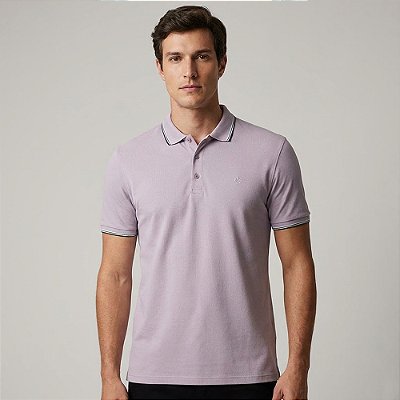 Camisa Polo Dudalina Frisos Degrade Ou26 Rosa Masculino