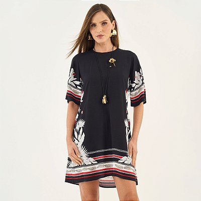 Vestido Curto Colcci Estampa Ou26 Preto Feminino