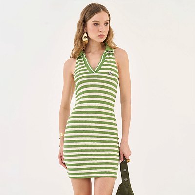 Vestido Curto Colcci Listrado Ou26 Verde Feminino