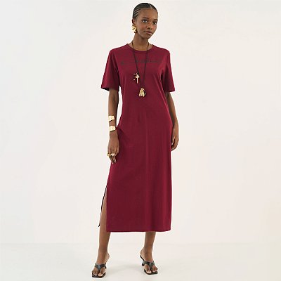 Vestido Midi Colcci Aplicação Ou26 Bordô Feminino