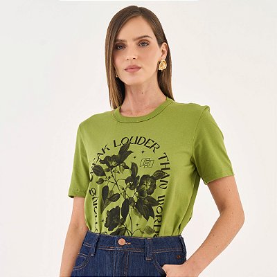 Camiseta Colcci Action Ou26 Verde Feminino