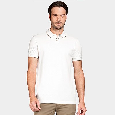 Camisa Polo Aramis Piquet Retilinea In26 Off White Masculino
