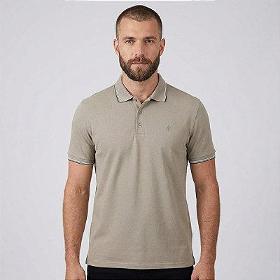 Camisa Polo Dudalina Frisos Degrade Ou26 Bege Masculino