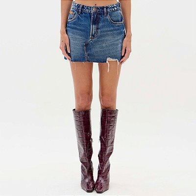 Saia Jeans Lança Perfume Comfort High Ou26 Azul Feminino