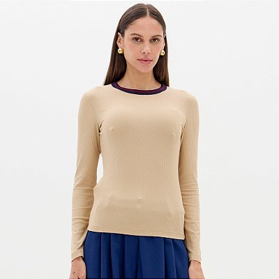 Blusa Lança Perfume Canelada Ou26 Bege Feminino