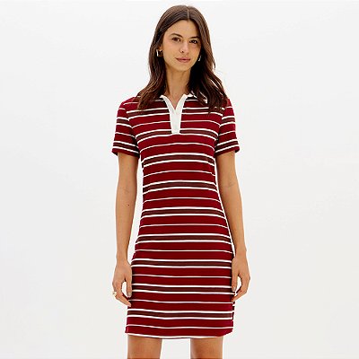 Vestido Easy Lança Perfume Gola Polo Ou26 Vermelho Feminino
