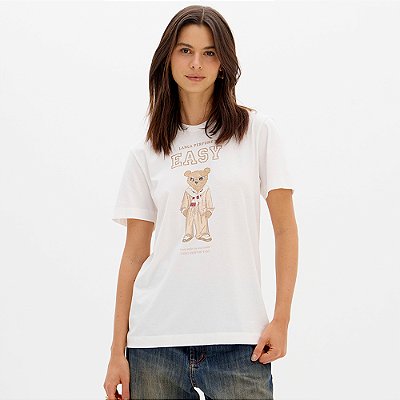 Camiseta Easy Lança Perfume Flocada Ou26 Off White Feminino