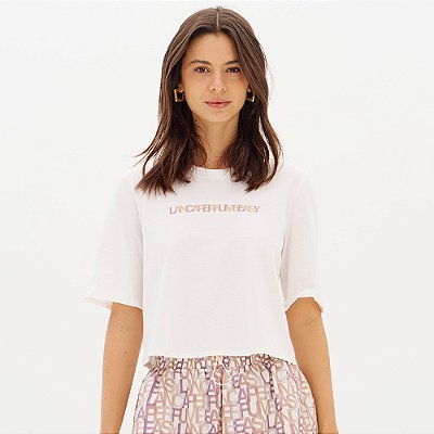 Camiseta Easy Lança Perfume Cropped Ou26 Off White Feminino