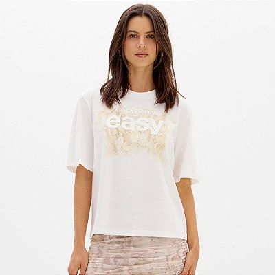 Camiseta Easy Lança Perfume Aplicada Ou26 Off White Feminino