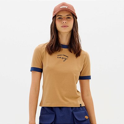 Camiseta Easy Lança Perfume Baby Look Ou26 Marrom Feminino
