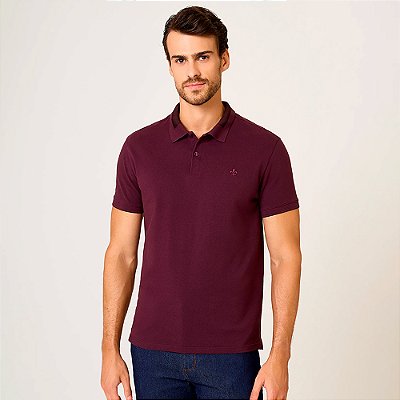 Camisa Polo Dudalina Jacquard Ou26 Bordô Masculino