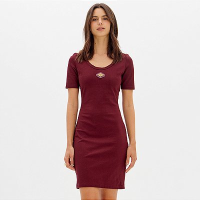 Vestido Curto Easy Lança Perfume Decote Ou26 Bordô Feminino