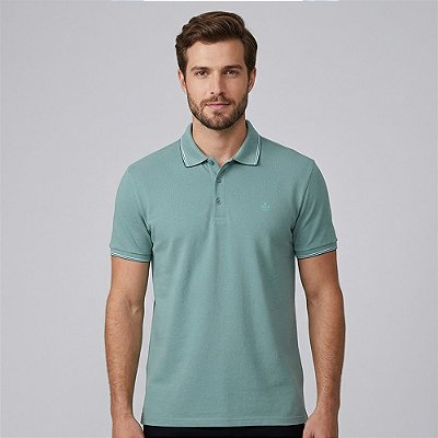 Camisa Polo Dudalina Frisos Degradê Ou26 Verde Masculino