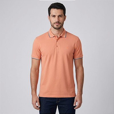 Camisa Polo Dudalina Frisos Degradê In26 Laranja Masculino