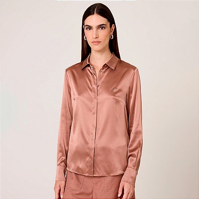 Camisa Dudalina Seda Lis Ou26 Bege Feminino