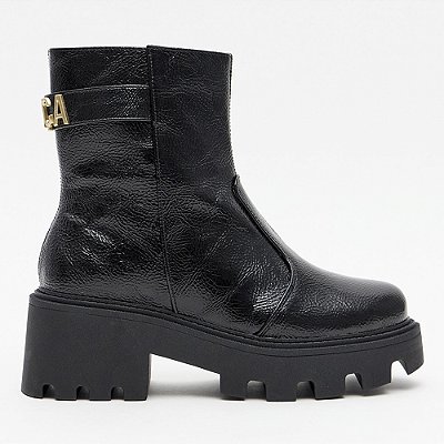 Bota Lança Perfume Coturno Enfeite Ou26 Preto Feminino
