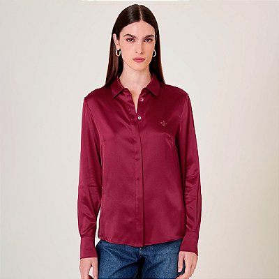 Camisa Dudalina Seda Lis Ou26 Vermelho Feminino