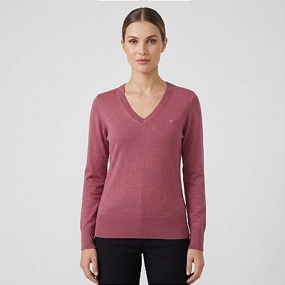 Blusa Tricot Dudalina Basic Ou26 Rosa Feminino