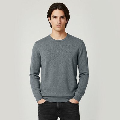 Suéter Tricot Dudalina Dc Basic Ou26 Cinza Masculino