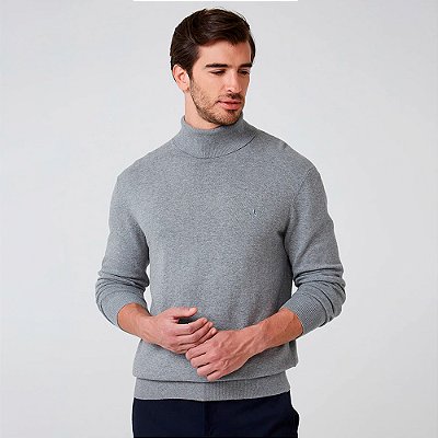 Suéter Trico Dudalina Cacharrel Melange Ou26 Cinza Masculino