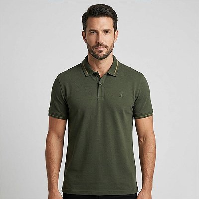 Camisa Polo Dudalina Piquet Jacquard In26 Verde Masculino