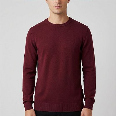 Suéter Tricot Dudalina Basic Ou26 Bordô Masculino