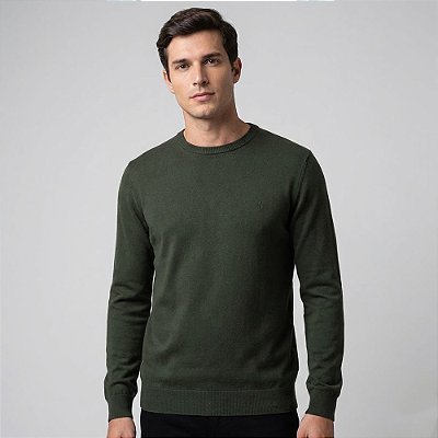 Suéter Tricot Dudalina Basic Ou26 Verde Masculino
