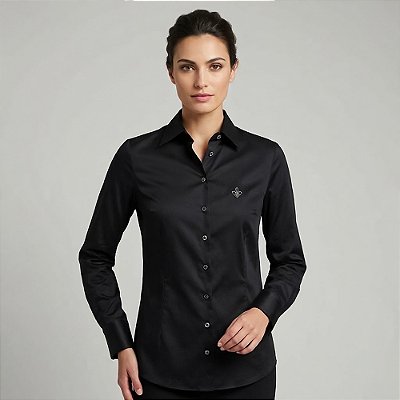 Camisa Dudalina Luxury Cetim Stretch In26 Preto Feminino
