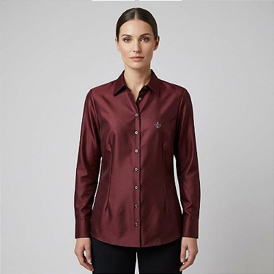 Camisa Dudalina Luxury Cetim Stretch In26 Bordô Feminino