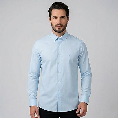 Camisa Dudalina Slim Lisa In26 Azul Masculino