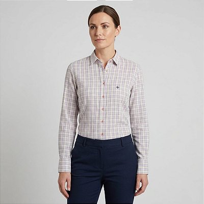 Camisa Dudalina Slim Xadrez In26 Rosa Feminino