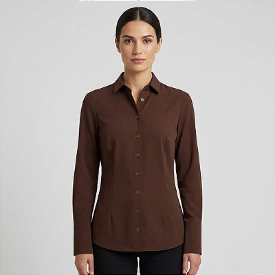 Camisa Dudalina Slim Tech Lisa In26 Marrom Feminino