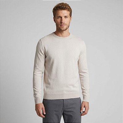 Suéter Tricot John John Smooth Areia Ou26 Bege Masculino