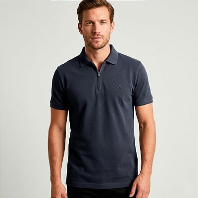 Camisa Polo Aramis Piquet Zip In26 Marinho Masculino