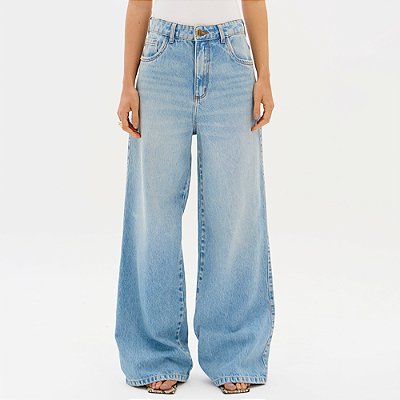 Calça Jeans Easy Lança Perfume Wide High Ou26 Azul Feminino