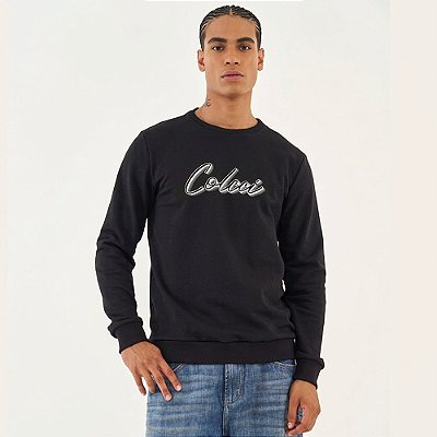 Moletom Colcci Letter Ou26 Preto Masculino