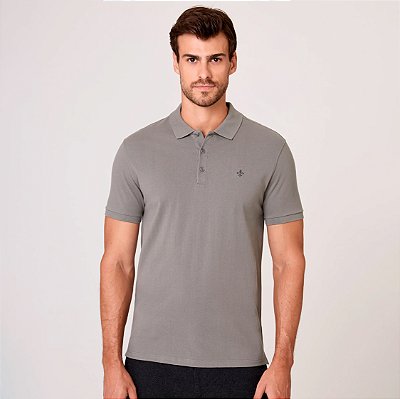 Camisa Polo Dudalina Essential Basic In26 Cinza Masculino