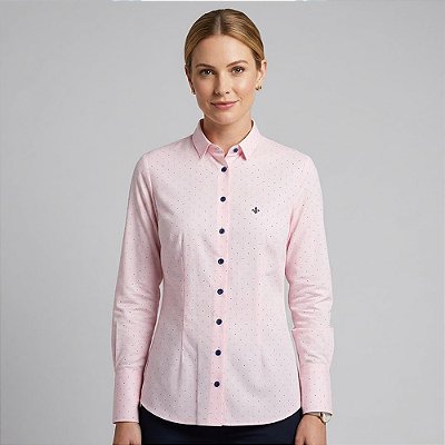 Camisa Dudalina Slim Est Poa In26 Rosa Feminino