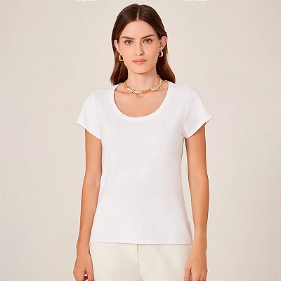 Blusa Dudalina Decote Canoa OU24 Branco Feminino