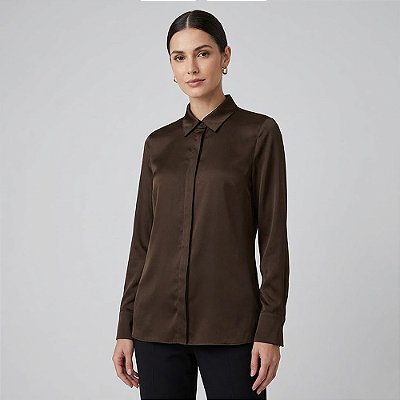 Camisa Dudalina Aline In26 Marrom Feminino